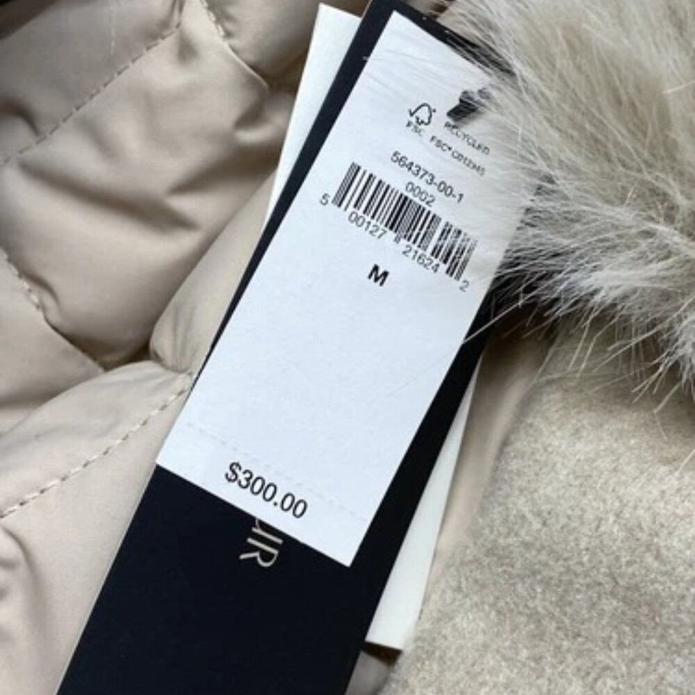 NEW BANANA REPUBLIC Womens Coat Pewter Grey Size M Fur Lapel Collar Tie Waist - Picture 6 of 11